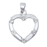 Sterling Silver Fancy Open Heart Pendant Embedded with Clear Cz StonesAnd Pendant Height of 18MM