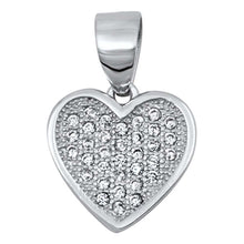 Load image into Gallery viewer, Sterling Silver Fancy Micro Pave Heart Pendant with Pendant Height of 11MM