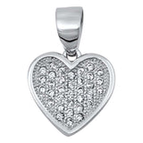 Sterling Silver Fancy Micro Pave Heart Pendant with Pendant Height of 11MM