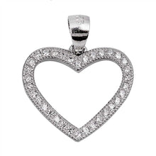 Load image into Gallery viewer, Sterling Silver Stylish Micro Pave Open Heart Pendant with Pendant Height of 16MM