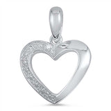 Sterling Silver Fancy Heart Pendant with Clear Cz on One SideAnd Pendant Height of 14MM