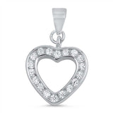 Sterling Silver Fancy Clear Cz Heart Pendant with Pendant Height of 13MM