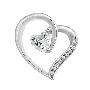 Sterling Silver Heart Clear CZ Pendant