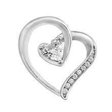 Load image into Gallery viewer, Sterling Silver Heart Clear CZ Pendant