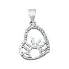 Load image into Gallery viewer, Sterling Silver Sun Heart CZ Pendant