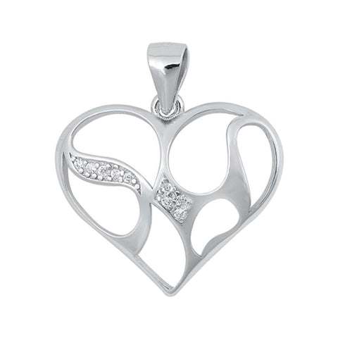 Sterling Silver Heart CZ Pendant