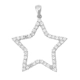 Sterling Silver Clear CZ with Rhodium Plated Star PendantAnd Height 43mm