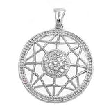 Sterling Silver Clear CZ in Circle Shape PendantAndHeight 31mm