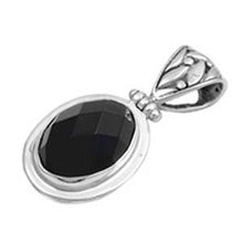 Load image into Gallery viewer, Sterling Silver Black CZ in Oval Shape PendantAndHeight 38mm