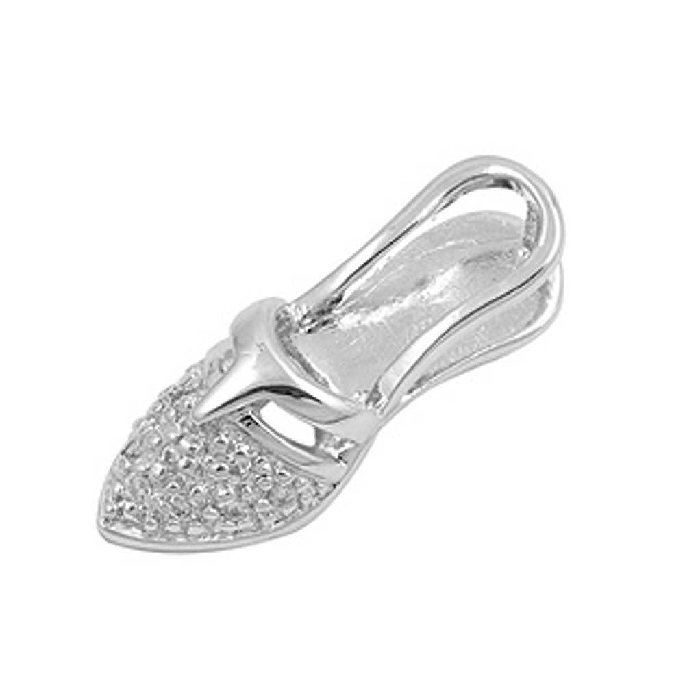 Sterling Silver Lady Shoe Shaped CZ PendantAnd Pendant Height 24 mm