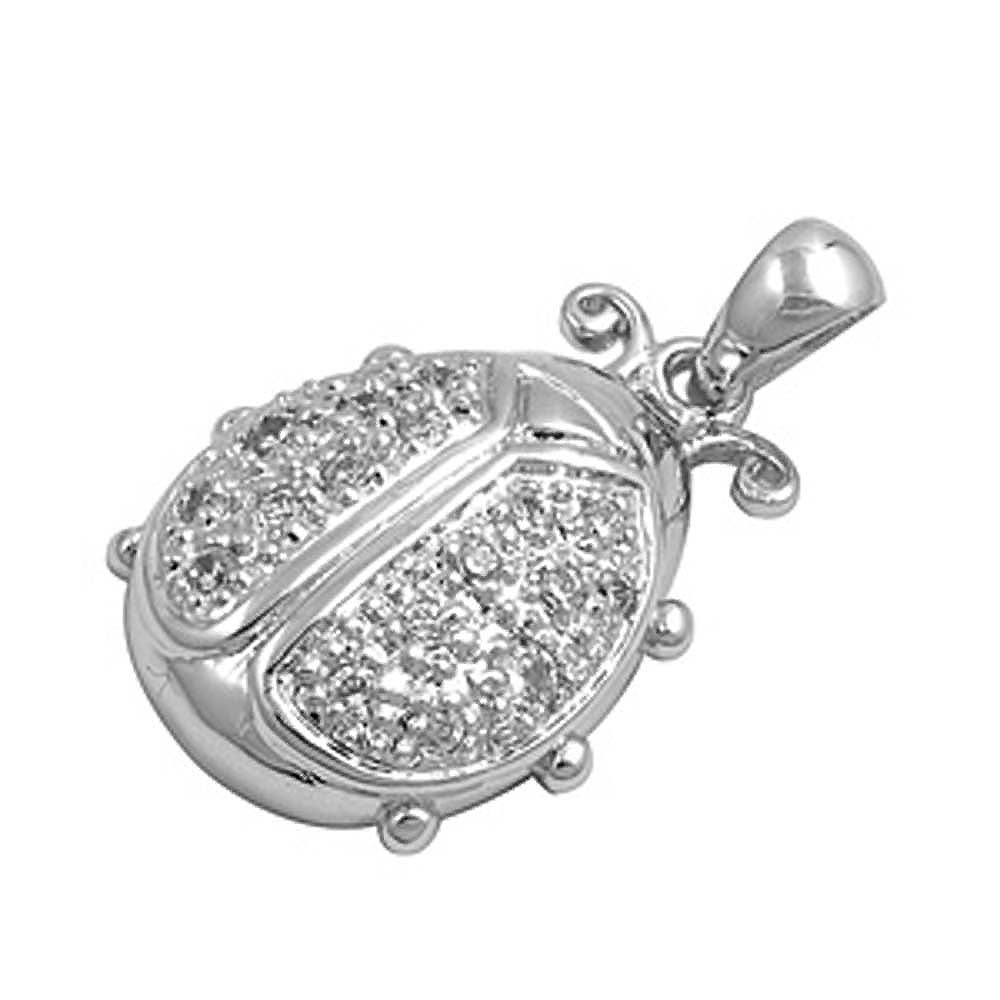 Sterling Silver Bug Shaped CZ PendantAnd Pendant Height 18 mm