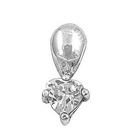 Sterling Silver Heart Shaped Assorted CZ PendantAnd Pendant Height 14 mm