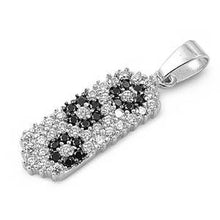 Load image into Gallery viewer, Sterling Silver Black And Clear Rectangle Shaped Assorted CZ PendantAnd Pendant Height 21 mm