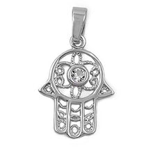 Load image into Gallery viewer, Sterling Silver Hamsa Shaped Assorted CZ PendantAnd Pendant Height 19 mm