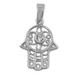 Sterling Silver Hamsa Shaped Assorted CZ PendantAnd Pendant Height 19 mm