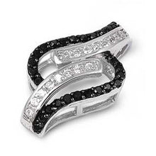 Load image into Gallery viewer, Sterling Silver Black And Clear Curve Shaped Assorted CZ PendantAnd Pendant Height 27 mm