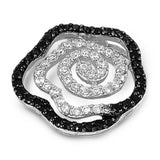 Sterling Silver Black And Clear Queril Shaped Assorted CZ PendantAnd Pendant Height 24 mm