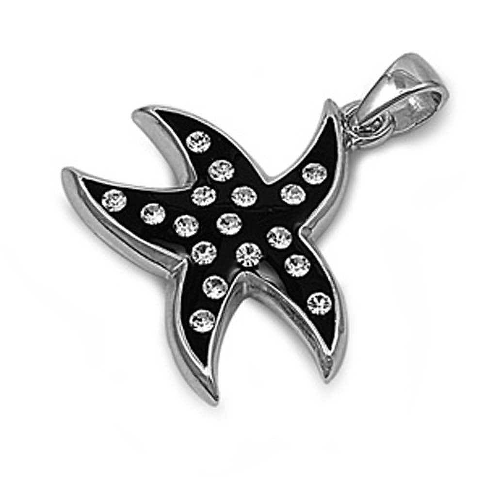 Sterling Silver Starfish Shaped Assorted CZ PendantAnd Pendant Height 20 mm