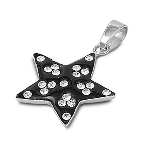 Sterling Silver Star Shaped Assorted CZ PendantAnd Pendant Height 19 mm