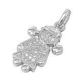 Sterling Silver Girl Shaped Assorted CZ PendantAnd Pendant Height 22 mm