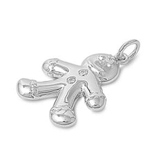 Load image into Gallery viewer, Sterling Silver Gingerbread Man Shaped Assorted CZ PendantAnd Pendant Height 24 mm