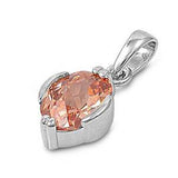 Sterling Silver Champagne Oval Shaped Assorted CZ PendantAnd Pendant Height 12 mm