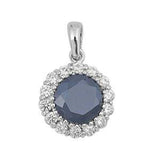 Sterling Silver Black And Clear Round Shaped Assorted CZ PendantAnd Pendant Height 12 mm