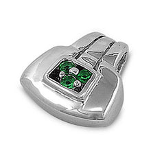 Load image into Gallery viewer, Sterling Silver Bag With Green Stone Assorted CZ PendantAnd Pendant Size 12 mm