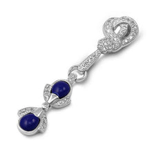 Load image into Gallery viewer, Sterling Silver Double Teardrops With Blue Sapphire And Clear Assorted CZ PendantAnd Pendant Size 72 mm