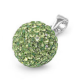 Sterling Silver Elegant Ferido Ball Pendant Paved with Peridot Crystals