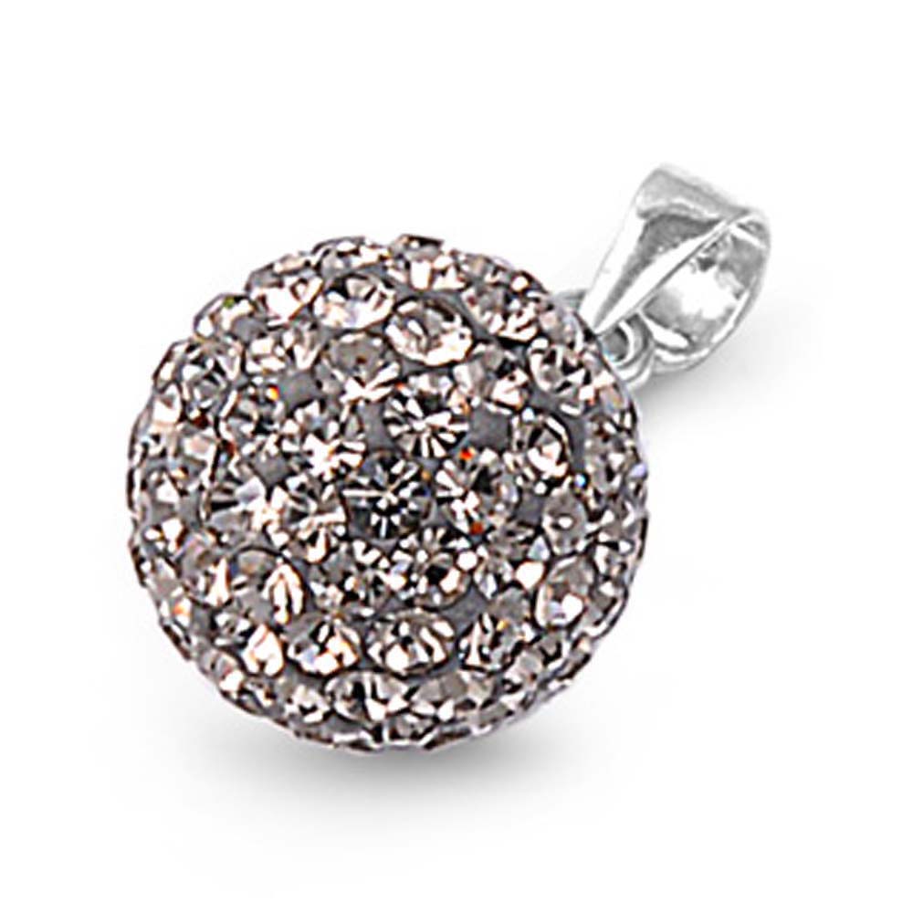 Sterling Silver Elegant Ferido Ball Pendant Paved with Black Crystals