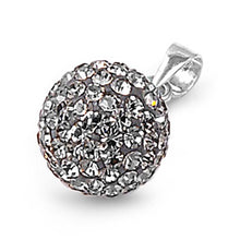 Load image into Gallery viewer, Sterling Silver Elegant Ferido Ball Pendant Paved with Gray Crystals