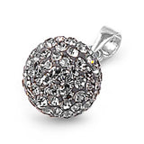 Sterling Silver Elegant Ferido Ball Pendant Paved with Gray Crystals