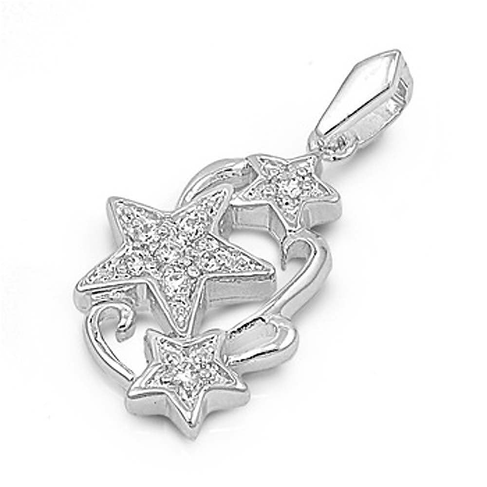Sterling Silver Star Shaped CZ PendantAnd Pendant Size 20 mm