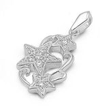 Sterling Silver Star Shaped CZ PendantAnd Pendant Size 20 mm