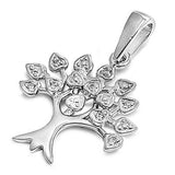 Sterling Silver Tree Shaped CZ PendantAnd Pendant Size 21 mm