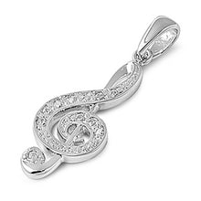 Load image into Gallery viewer, Sterling Silver Music Note Shaped CZ PendantAnd Pendant Size 21 mm