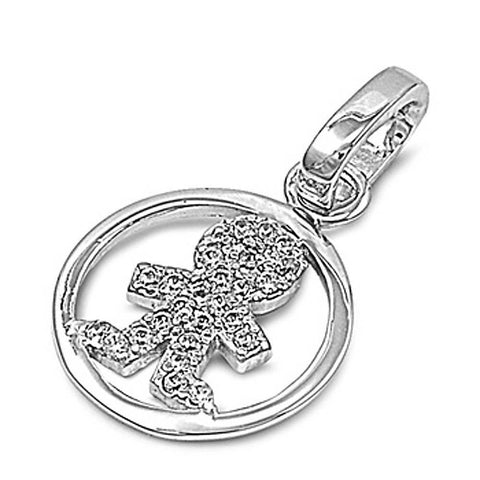 Sterling Silver Boy Shaped CZ PendantAnd Pendant Size 13 mm