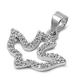 Sterling Silver Dove Shaped CZ PendantAnd Pendant Size 14 mm