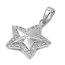 Load image into Gallery viewer, Sterling Silver Star Shaped CZ PendantAnd Pendant Size 16 mm