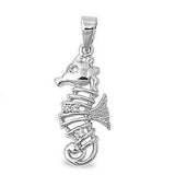 Sterling Silver Seahorse Shaped Assorted CZ PendantAnd Pendant Size 23 mm