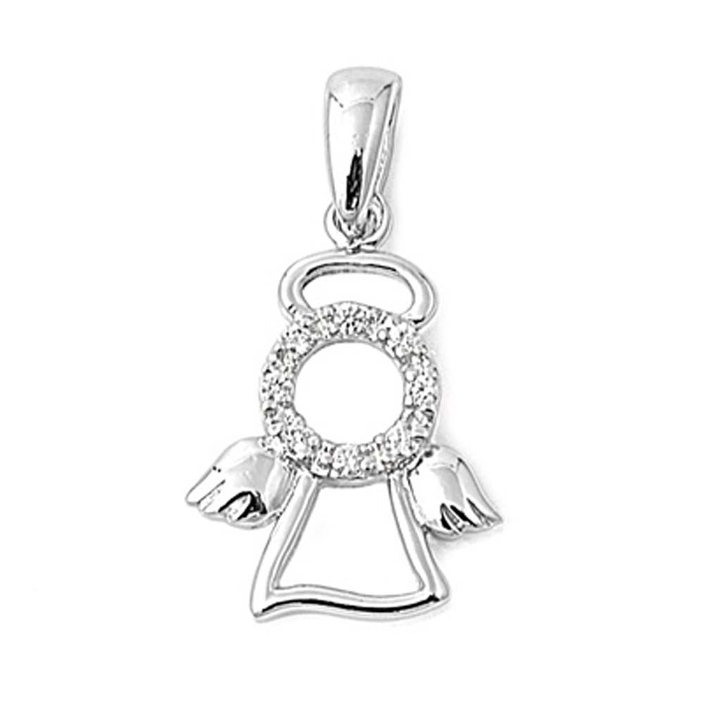 Sterling Silver Angel Shaped Assorted CZ PendantAnd Pendant Size 13 mm