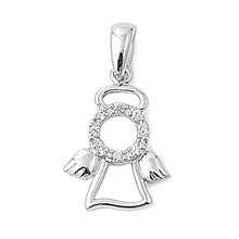 Load image into Gallery viewer, Sterling Silver Angel Shaped Assorted CZ PendantAnd Pendant Size 13 mm