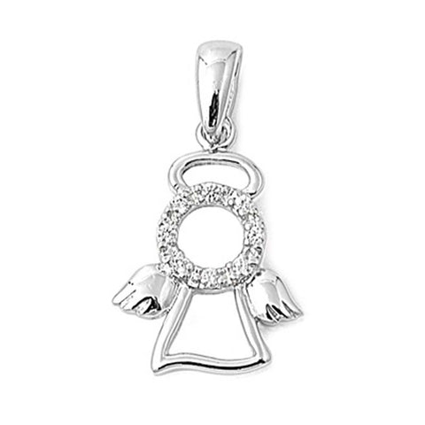 Sterling Silver Angel Shaped Assorted CZ PendantAnd Pendant Size 13 mm