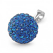 Load image into Gallery viewer, Sterling Silver Dark Sapphire Crystal Round Shaped Assorted CZ PendantAnd Pendant Size 11 mm