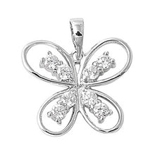 Load image into Gallery viewer, Sterling Silver Fancy Butterfly Pendant  with Clear Simulated Diamonds Design