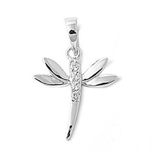 Load image into Gallery viewer, Sterling Silver Fancy Paved Dragonfly Pendant