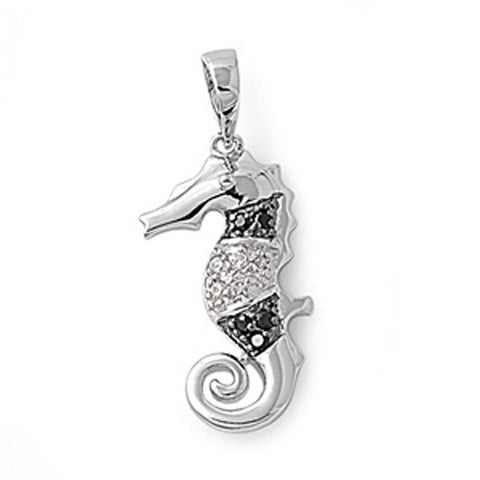 Sterling Silver Seahorse CZ Pendant