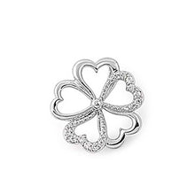 Load image into Gallery viewer, Sterling Silver Elegant Clover Heart Pendant Paved with Clear Simulated Diamonds