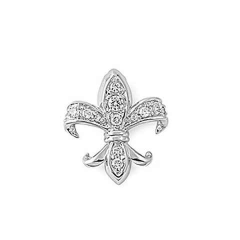 Sterling Silver Elegant Fleur De Lis Paved with Clear Simulated Diamonds